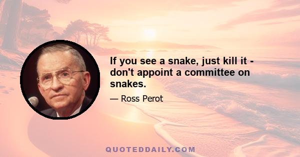 If you see a snake, just kill it - don't appoint a committee on snakes.