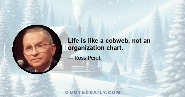 Life is like a cobweb, not an organization chart.