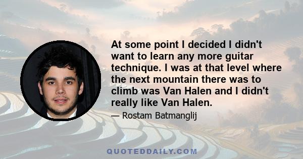 At some point I decided I didn't want to learn any more guitar technique. I was at that level where the next mountain there was to climb was Van Halen and I didn't really like Van Halen.