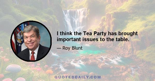 I think the Tea Party has brought important issues to the table.