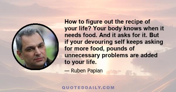 How to figure out the recipe of your life? Your body knows when it needs food. And it asks for it. But if your devouring self keeps asking for more food, pounds of unnecessary problems are added to your life.