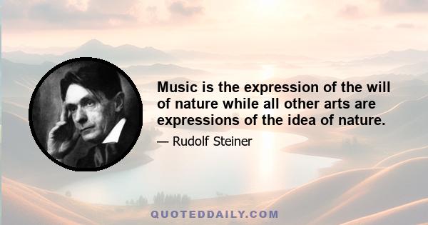 Music is the expression of the will of nature while all other arts are expressions of the idea of nature.