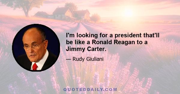 I'm looking for a president that'll be like a Ronald Reagan to a Jimmy Carter.