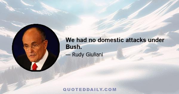 We had no domestic attacks under Bush.