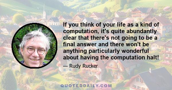 If you think of your life as a kind of computation, it's quite abundantly clear that there's not going to be a final answer and there won't be anything particularly wonderful about having the computation halt!