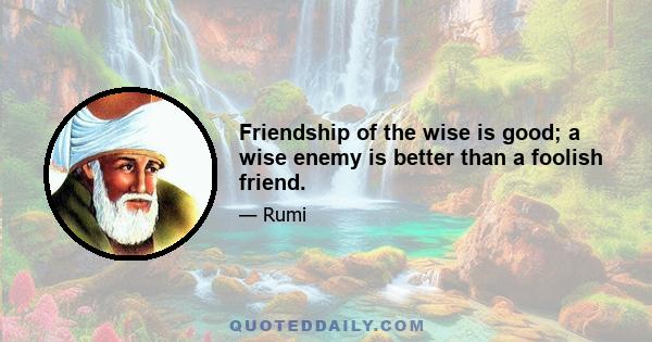 Friendship of the wise is good; a wise enemy is better than a foolish friend.