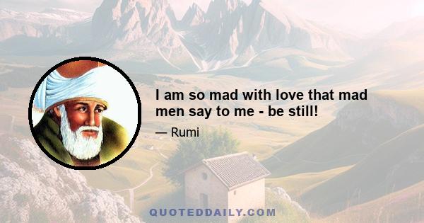 I am so mad with love that mad men say to me - be still!