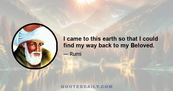 I came to this earth so that I could find my way back to my Beloved.