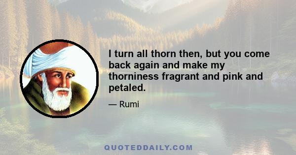 I turn all thorn then, but you come back again and make my thorniness fragrant and pink and petaled.