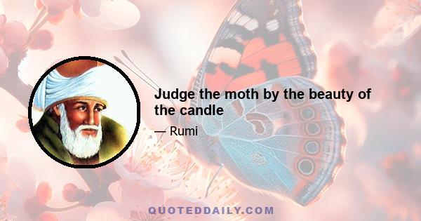 Judge the moth by the beauty of the candle