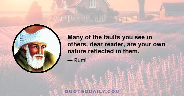 Many of the faults you see in others, dear reader, are your own nature reflected in them.