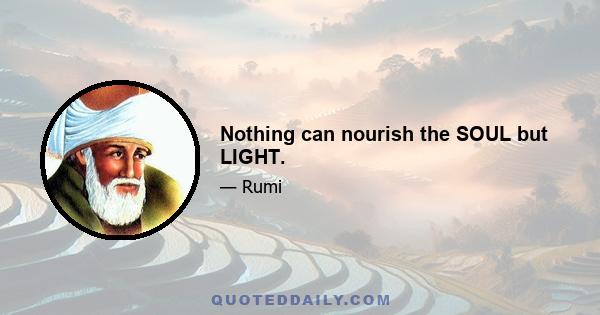 Nothing can nourish the SOUL but LIGHT.