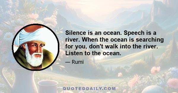 Silence is an ocean. Speech is a river. When the ocean is searching for you, don't walk into the river. Listen to the ocean.