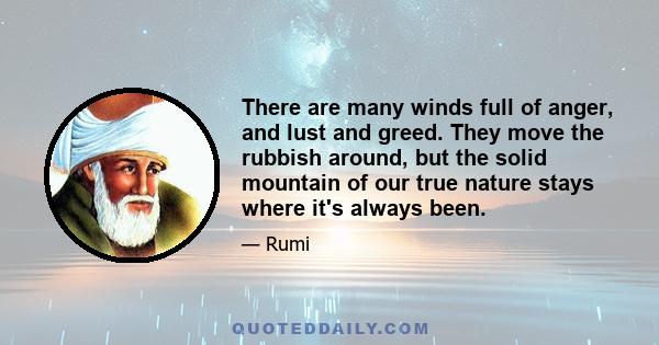 There are many winds full of anger, and lust and greed. They move the rubbish around, but the solid mountain of our true nature stays where it's always been.