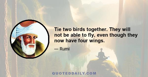 Tie two birds together. They will not be able to fly, even though they now have four wings.