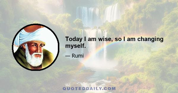 Today I am wise, so I am changing myself.