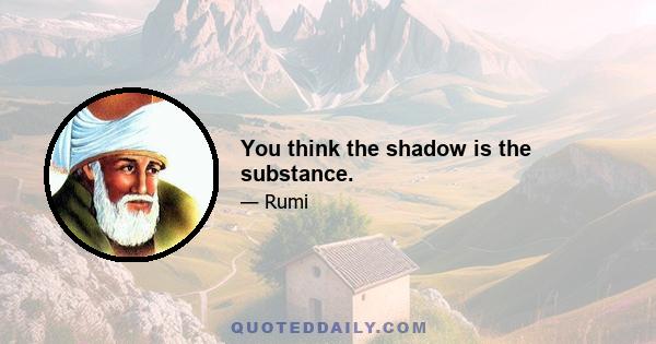 You think the shadow is the substance.