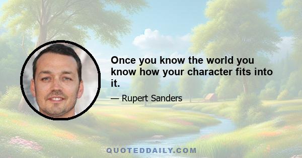 Once you know the world you know how your character fits into it.