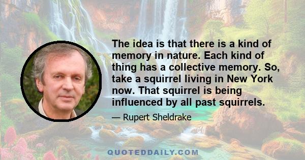 The idea is that there is a kind of memory in nature. Each kind of thing has a collective memory. So, take a squirrel living in New York now. That squirrel is being influenced by all past squirrels.