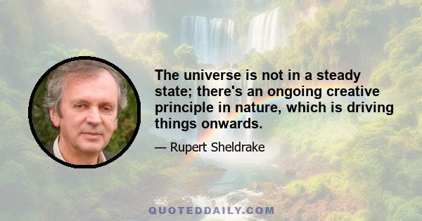 The universe is not in a steady state; there's an ongoing creative principle in nature, which is driving things onwards.