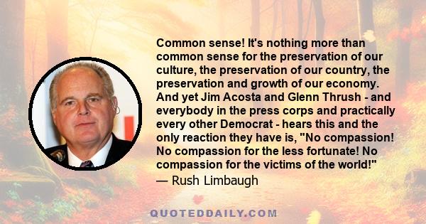 Common sense! It's nothing more than common sense for the preservation of our culture, the preservation of our country, the preservation and growth of our economy. And yet Jim Acosta and Glenn Thrush - and everybody in