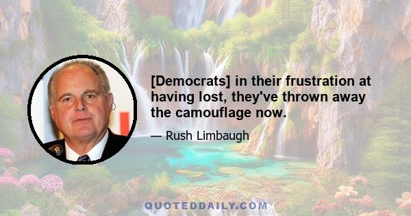 [Democrats] in their frustration at having lost, they've thrown away the camouflage now.