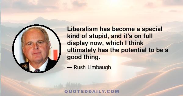 Liberalism has become a special kind of stupid, and it's on full display now, which I think ultimately has the potential to be a good thing.