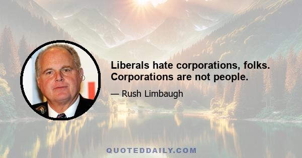 Liberals hate corporations, folks. Corporations are not people.