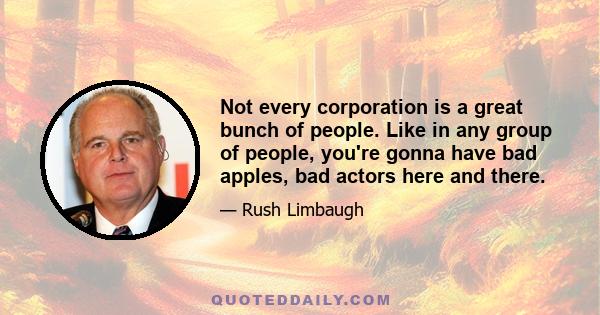 Not every corporation is a great bunch of people. Like in any group of people, you're gonna have bad apples, bad actors here and there.