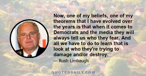 Now, one of my beliefs, one of my theorems that I have evolved over the years is that when it comes to Democrats and the media they will always tell us who they fear. And all we have to do to learn that is look at who