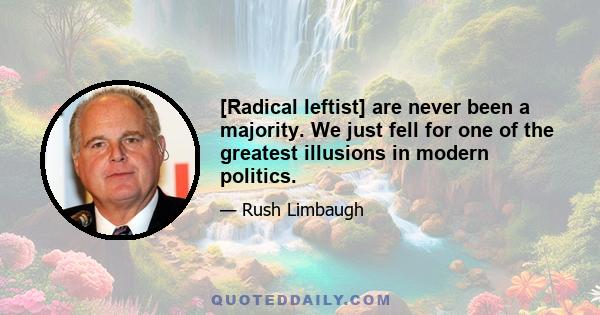 [Radical leftist] are never been a majority. We just fell for one of the greatest illusions in modern politics.