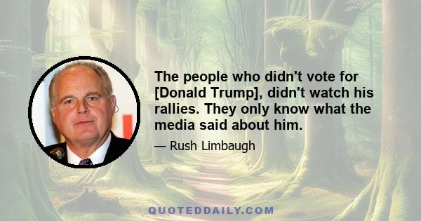 The people who didn't vote for [Donald Trump], didn't watch his rallies. They only know what the media said about him.