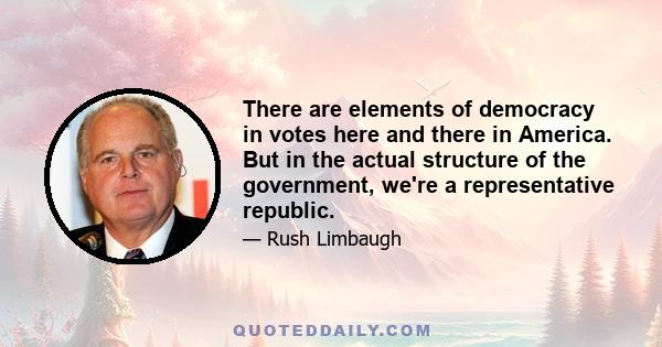 There are elements of democracy in votes here and there in America. But in the actual structure of the government, we're a representative republic.