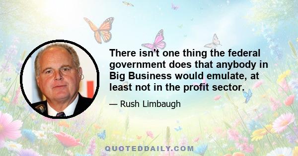 There isn't one thing the federal government does that anybody in Big Business would emulate, at least not in the profit sector.