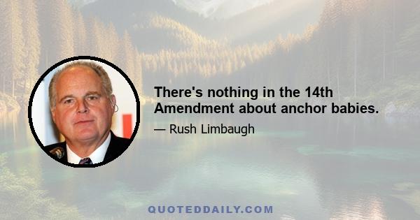 There's nothing in the 14th Amendment about anchor babies.