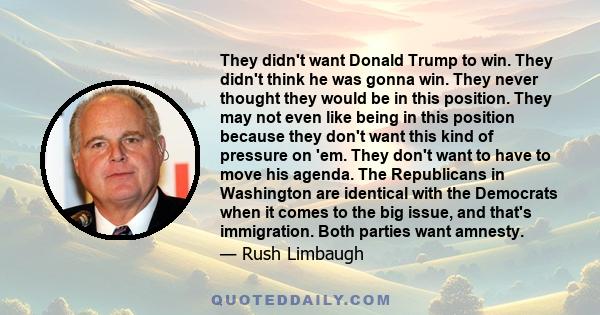 They didn't want Donald Trump to win. They didn't think he was gonna win. They never thought they would be in this position. They may not even like being in this position because they don't want this kind of pressure on 