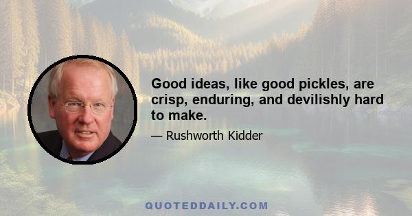 Good ideas, like good pickles, are crisp, enduring, and devilishly hard to make.