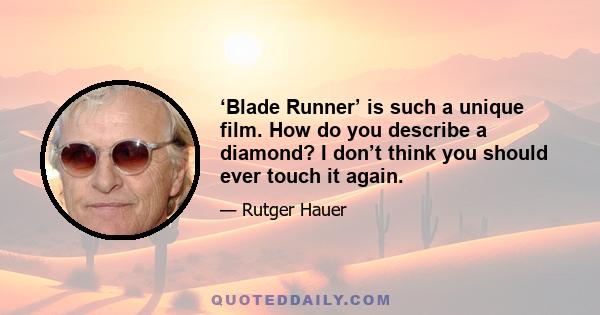 ‘Blade Runner’ is such a unique film. How do you describe a diamond? I don’t think you should ever touch it again.