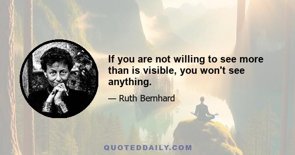 If you are not willing to see more than is visible, you won't see anything.