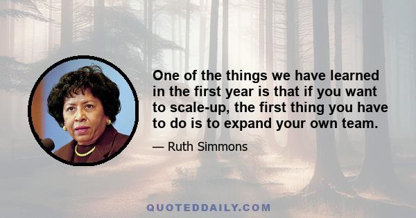 One of the things we have learned in the first year is that if you want to scale-up, the first thing you have to do is to expand your own team.