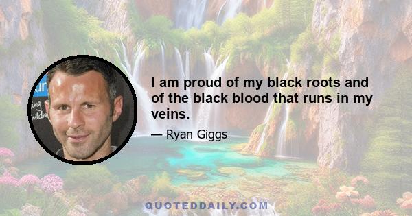 I am proud of my black roots and of the black blood that runs in my veins.