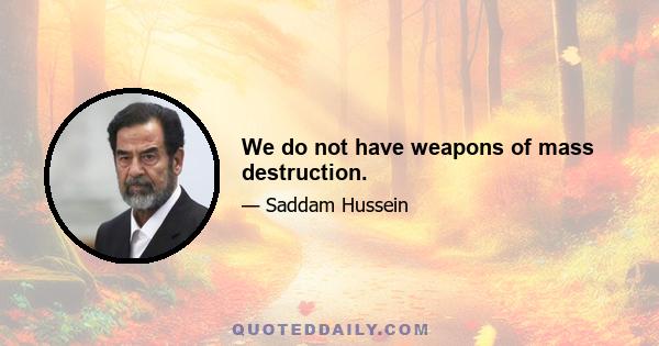 We do not have weapons of mass destruction.