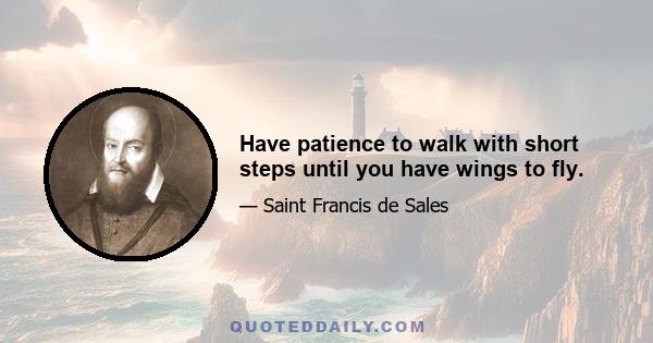 Have patience to walk with short steps until you have wings to fly.