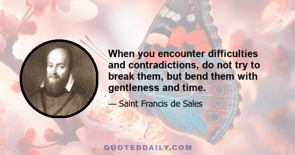 When you encounter difficulties and contradictions, do not try to break them, but bend them with gentleness and time.