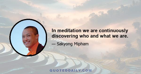 In meditation we are continuously discovering who and what we are.