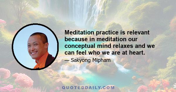 Meditation practice is relevant because in meditation our conceptual mind relaxes and we can feel who we are at heart.