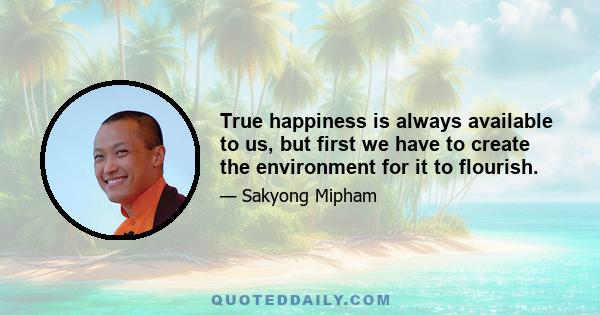 True happiness is always available to us, but first we have to create the environment for it to flourish.