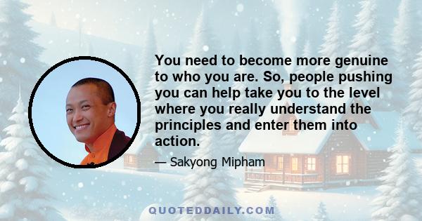 You need to become more genuine to who you are. So, people pushing you can help take you to the level where you really understand the principles and enter them into action.