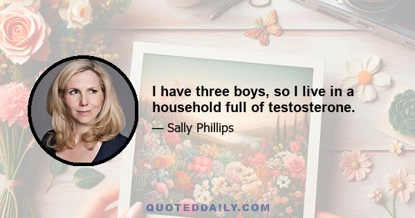 I have three boys, so I live in a household full of testosterone.