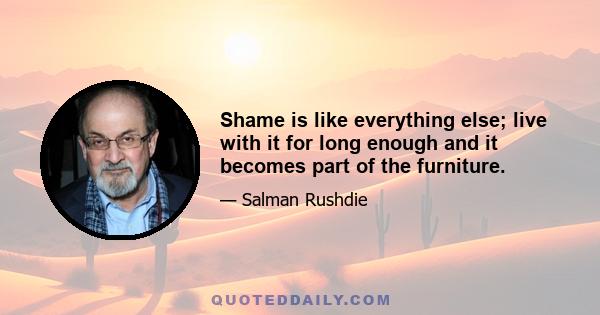 Shame is like everything else; live with it for long enough and it becomes part of the furniture.